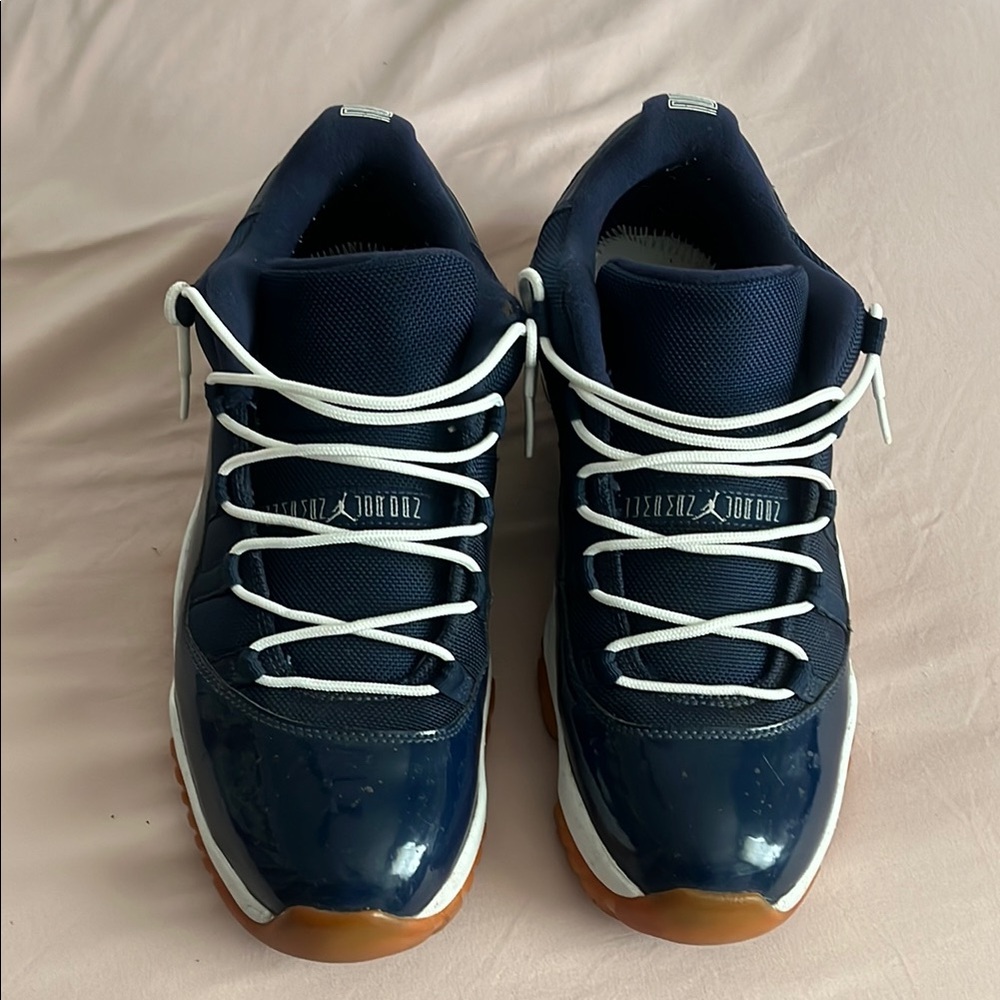 Navy and White Sneakers with Gum Sole